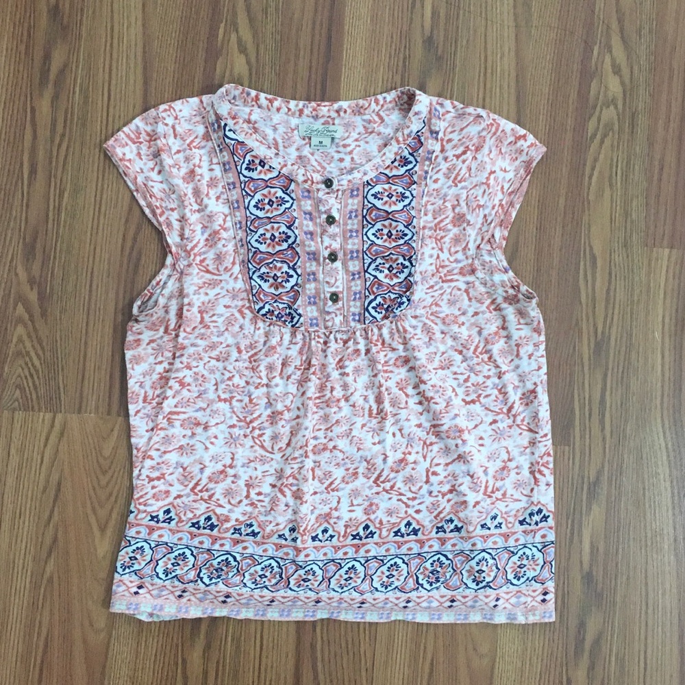 🌸Flower Print Lucky Brand Short Sleeve Blouse
